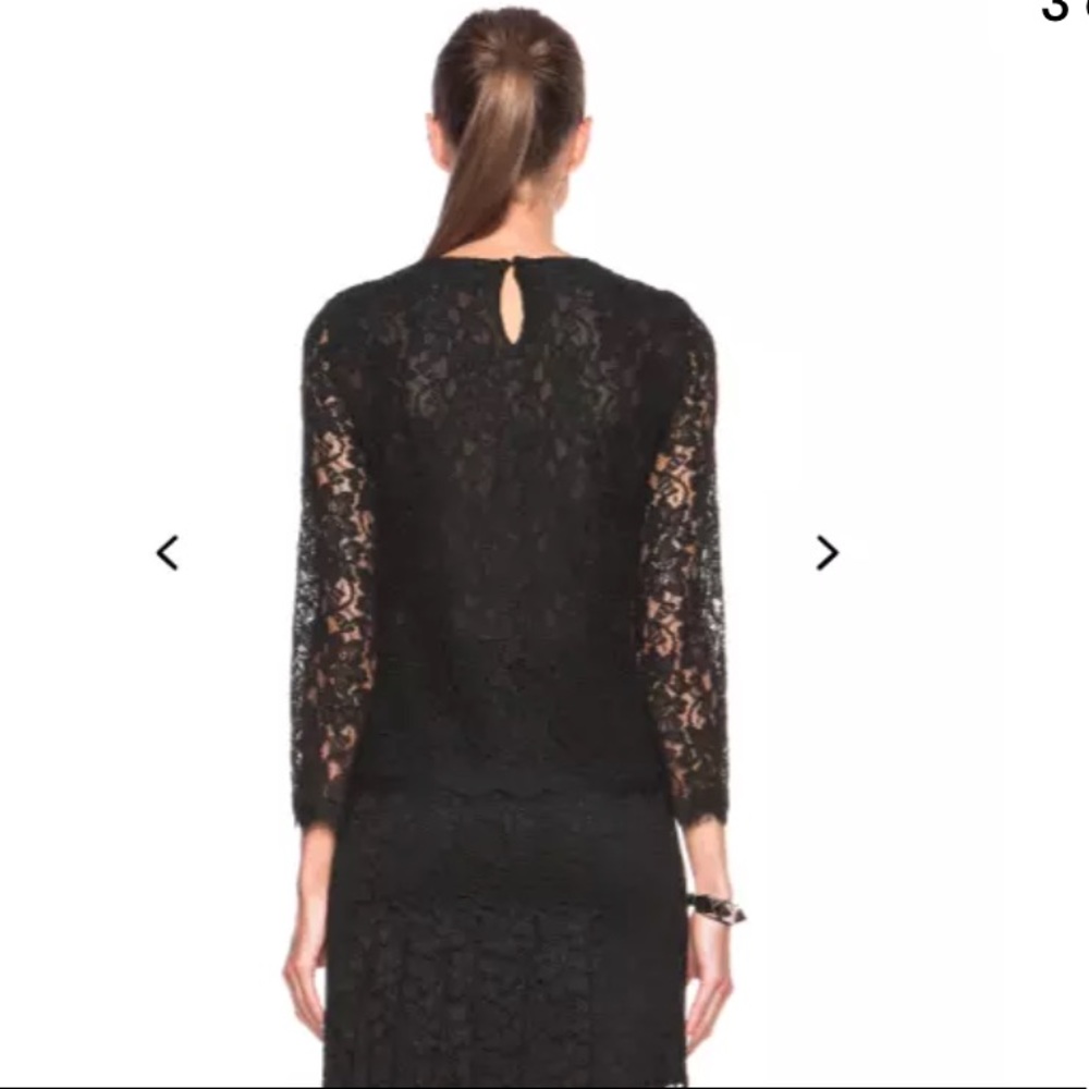 Diane Von Furstenberg Brielle Lace Top in Black - Picture 2 of 8